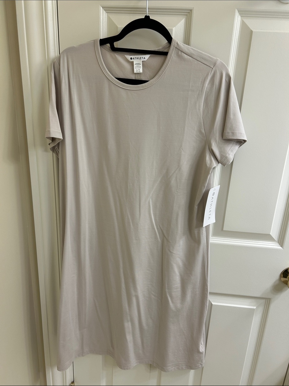 Athleta Short Sleeve Tee Dress - Beige (Large Tall)